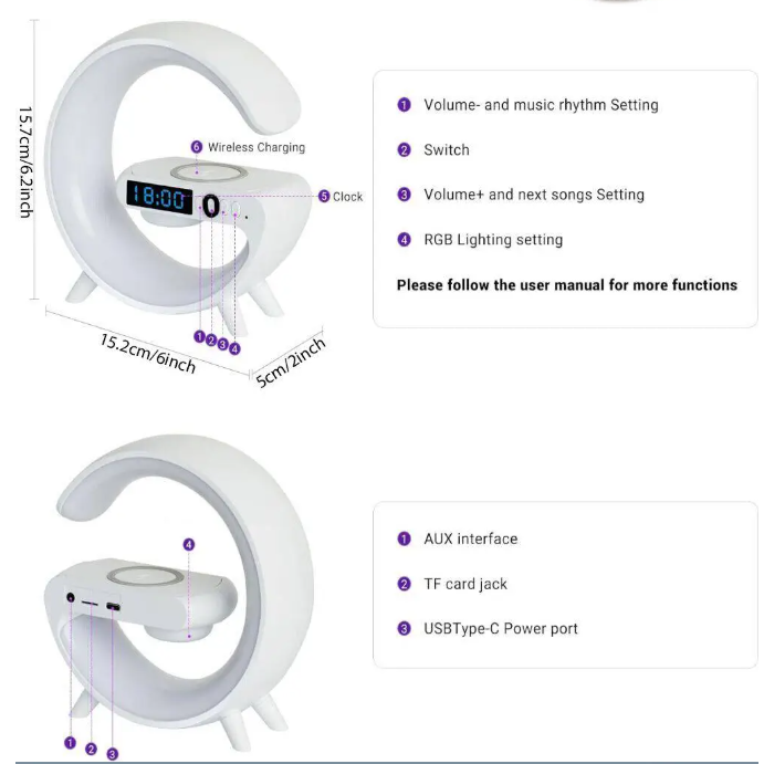 Luminous Hub LED Night Lamp & Speaker