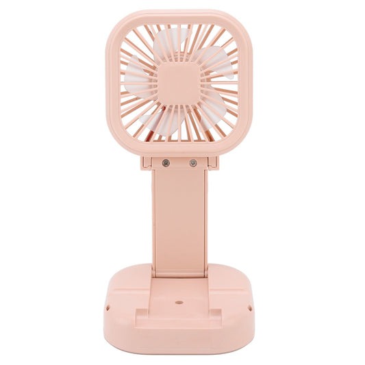 Portable Folding Fan 3 Level Wind Speed USB Powered Rechargeable Rotatable Handheld Desktop Small Fan Pink