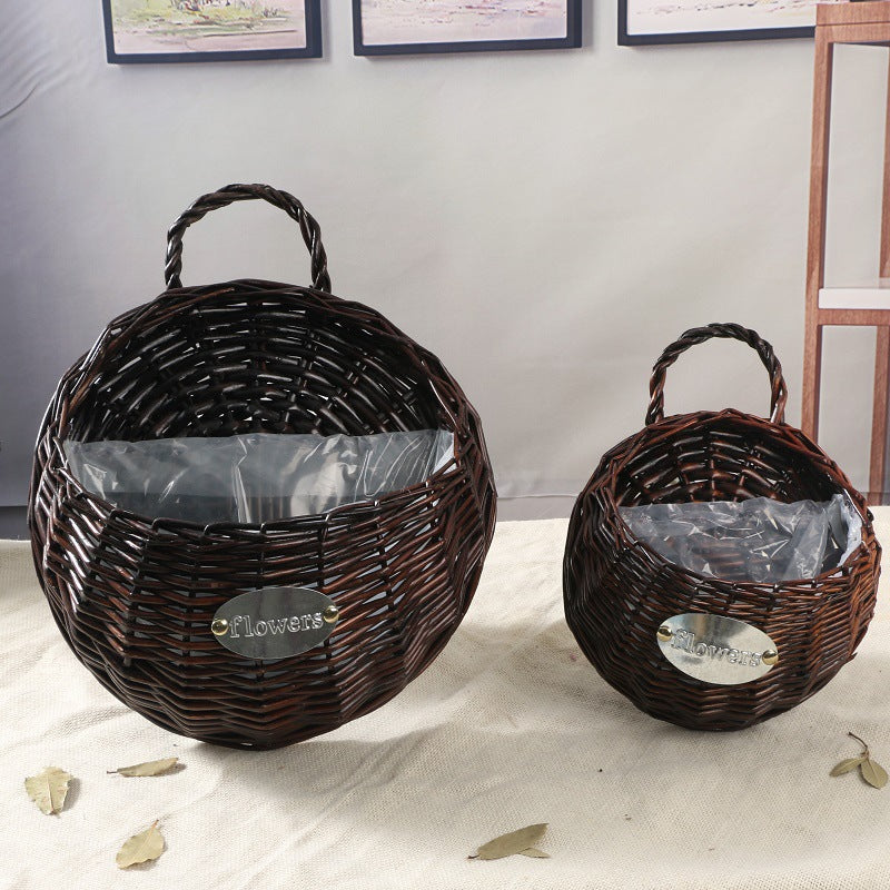 Woven Wall-Mounted Flower Pot Plant Basket for Decor