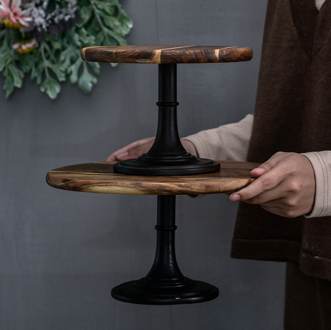 Solid Acacia Wood Cake Stand | Sustainable Housewarming Gift
